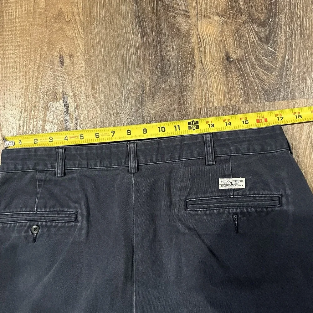 VTG Polo Ralph Lauren Andrew Pant W35 L30 Navy Blue Double Pleated Cuffed Hem